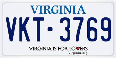 VA license plate VKT3769