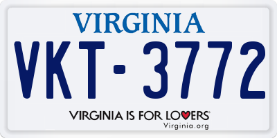 VA license plate VKT3772