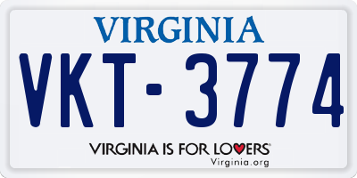 VA license plate VKT3774