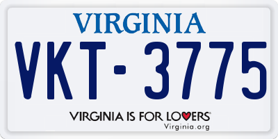VA license plate VKT3775