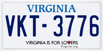VA license plate VKT3776