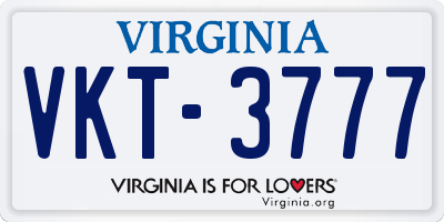 VA license plate VKT3777
