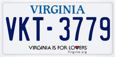 VA license plate VKT3779