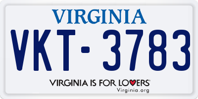 VA license plate VKT3783