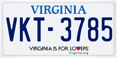 VA license plate VKT3785