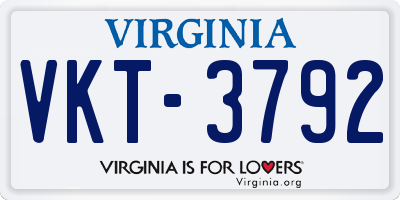 VA license plate VKT3792