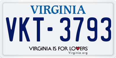 VA license plate VKT3793