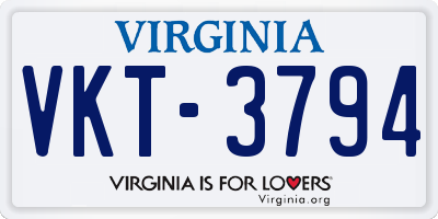 VA license plate VKT3794