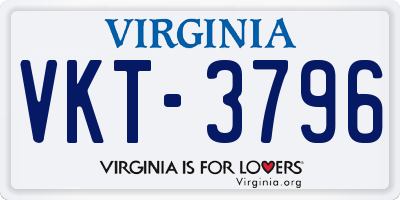 VA license plate VKT3796