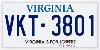 VA license plate VKT3801