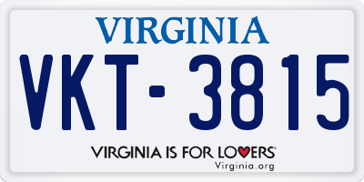 VA license plate VKT3815