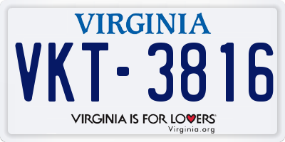 VA license plate VKT3816