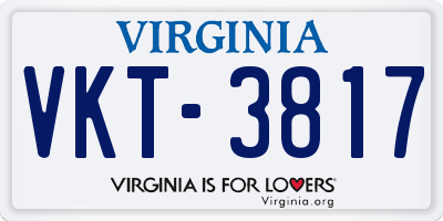 VA license plate VKT3817