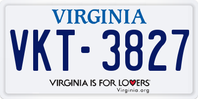 VA license plate VKT3827