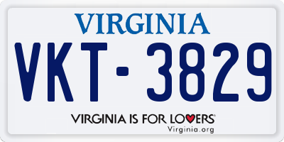 VA license plate VKT3829