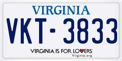 VA license plate VKT3833