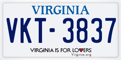 VA license plate VKT3837
