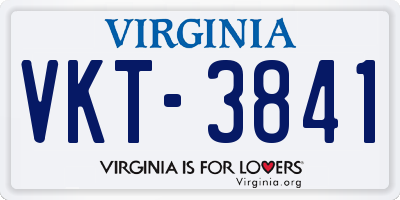 VA license plate VKT3841