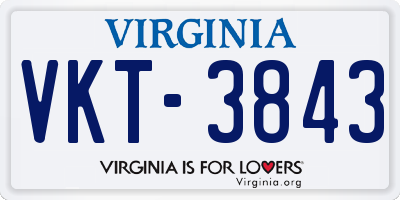 VA license plate VKT3843