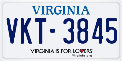 VA license plate VKT3845