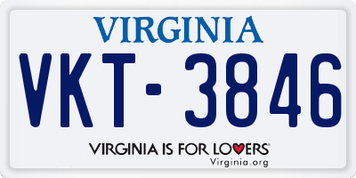 VA license plate VKT3846