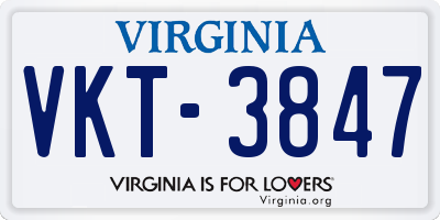VA license plate VKT3847