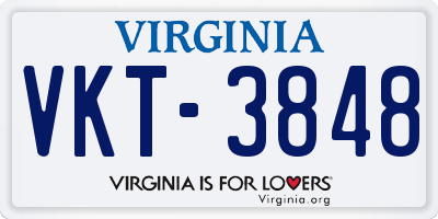 VA license plate VKT3848