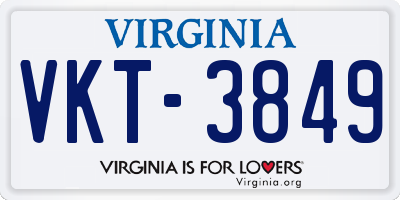 VA license plate VKT3849