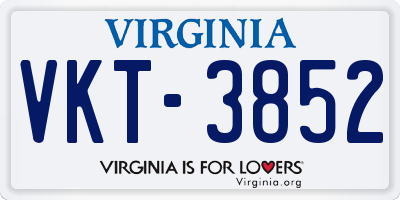 VA license plate VKT3852
