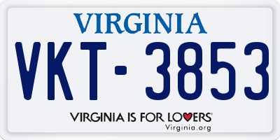 VA license plate VKT3853
