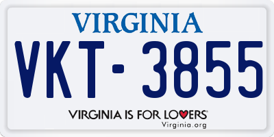 VA license plate VKT3855