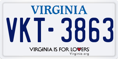 VA license plate VKT3863