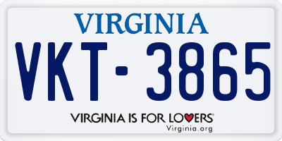 VA license plate VKT3865