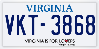 VA license plate VKT3868
