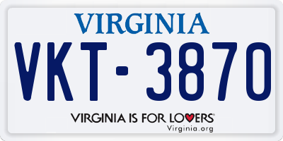 VA license plate VKT3870