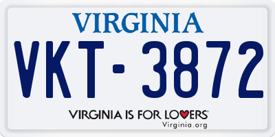 VA license plate VKT3872