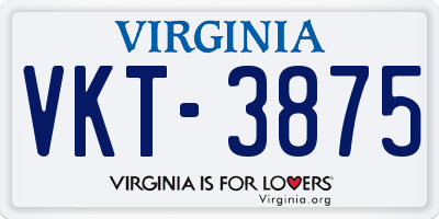 VA license plate VKT3875