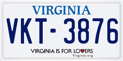 VA license plate VKT3876