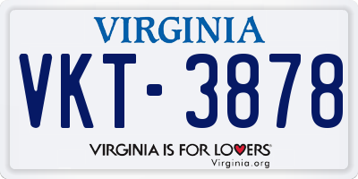 VA license plate VKT3878