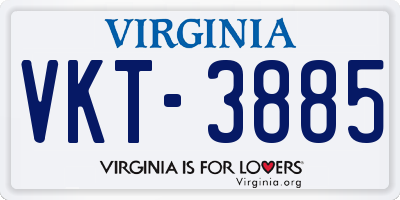 VA license plate VKT3885