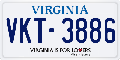 VA license plate VKT3886