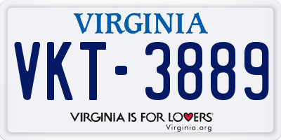 VA license plate VKT3889