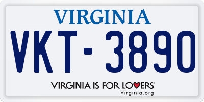 VA license plate VKT3890