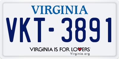 VA license plate VKT3891