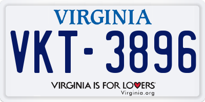 VA license plate VKT3896