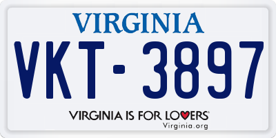 VA license plate VKT3897