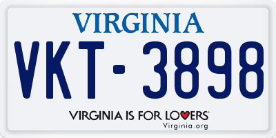 VA license plate VKT3898