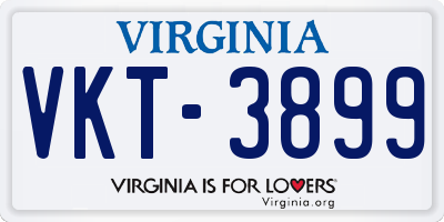 VA license plate VKT3899