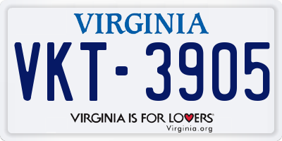 VA license plate VKT3905