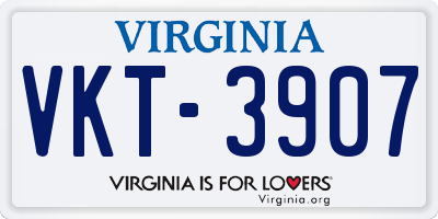 VA license plate VKT3907